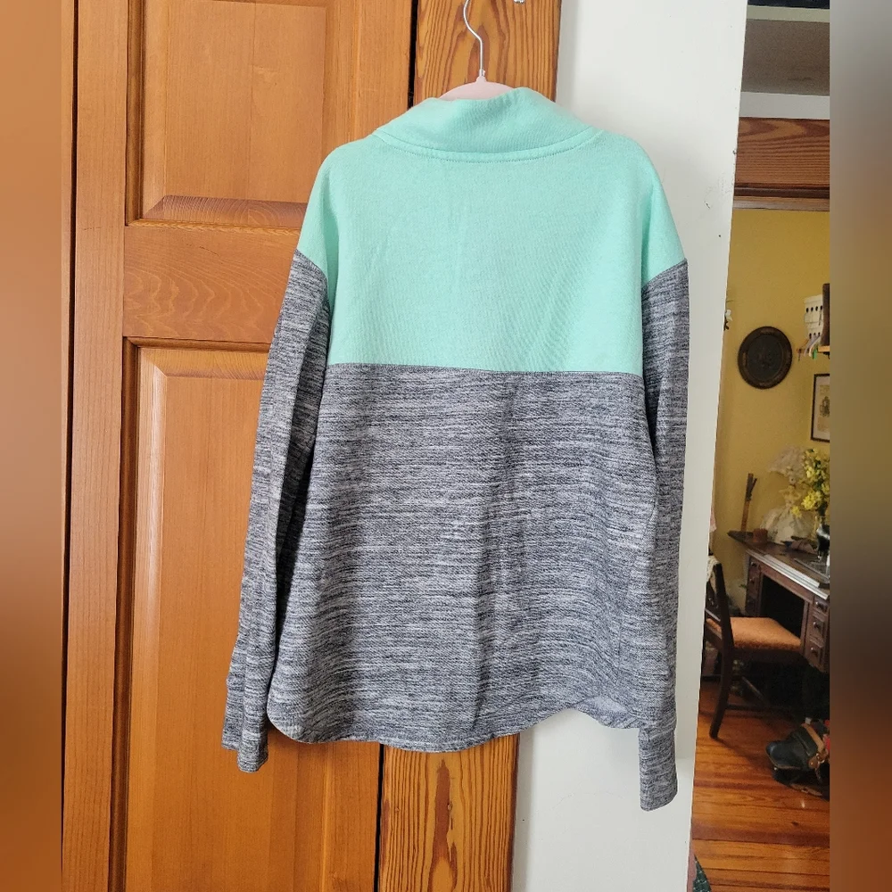Justice Active Girls Mint Teal Gray Quarter-Zip Basketball Hoops Pullover Sweate